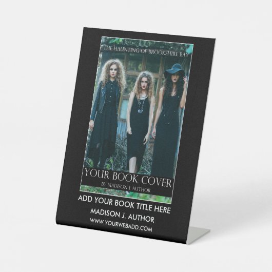 ライター作家ブックカバー黒または選択カラー 台座サイン (正面)