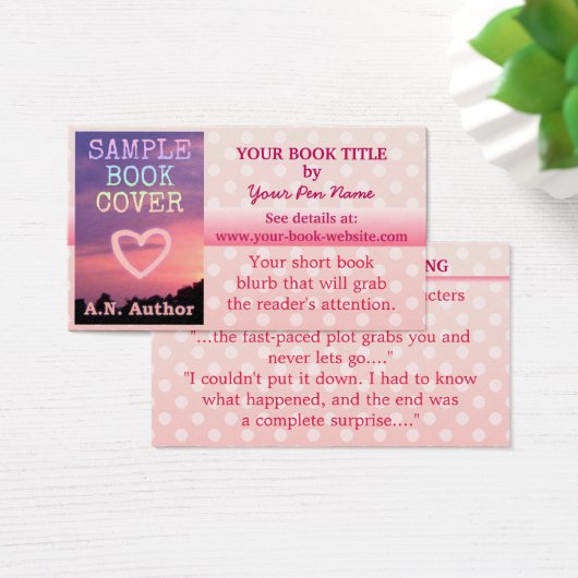 ライター作家ブックプロモーションピンクホワイト水玉模様 (デスク)