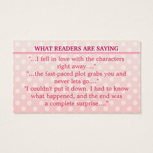 ライター作家ブックプロモーションピンクホワイト水玉模様 (裏面)