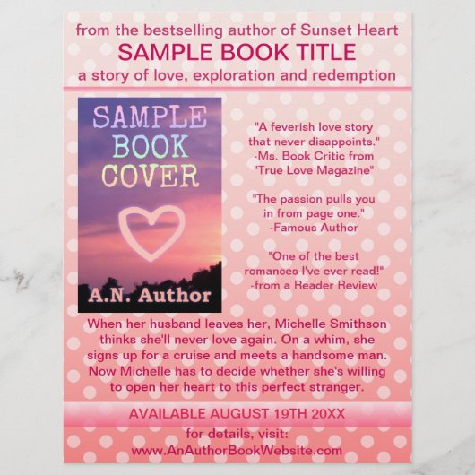 ライター作家ブックプロモーションピンクホワイト水玉模様 チラシ (正面)