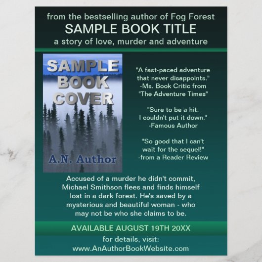 ライター作家プロモーションブックカバーグリーンブラック チラシ (正面)