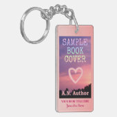 ライター作家プロモーションブックカバーピンク白 キーホルダー (正面左)