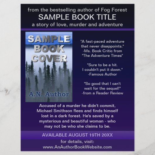 ライター作家プロモーションブックカバーブルーパープル チラシ (正面)