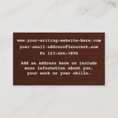 ライター作家レトロタイプライターオンウッド 名刺 (裏面)