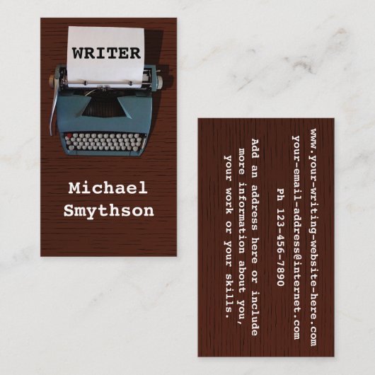 ライター作家レトロタイプライターオンウッド 名刺 (正面/裏面)