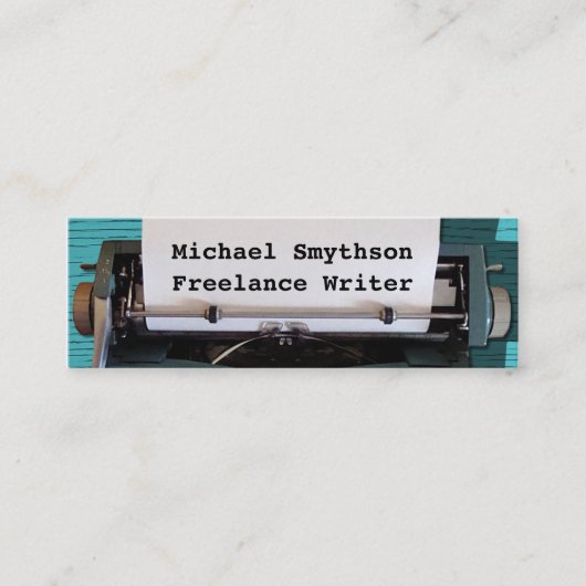 ライター作家レトロタイプライターオンブルーウッド2 スキニー名刺 (正面)