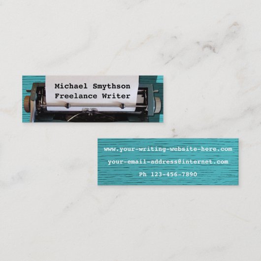 ライター作家レトロタイプライターオンブルーウッド2 スキニー名刺 (正面/裏面)