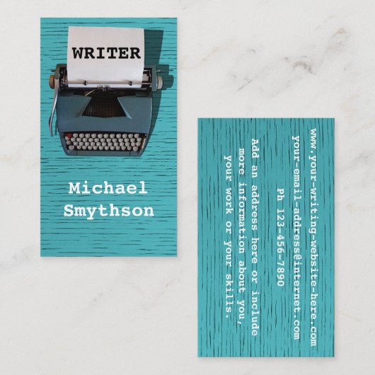 ライター作家レトロタイプライターオンブルーウッド 名刺 (正面/裏面)