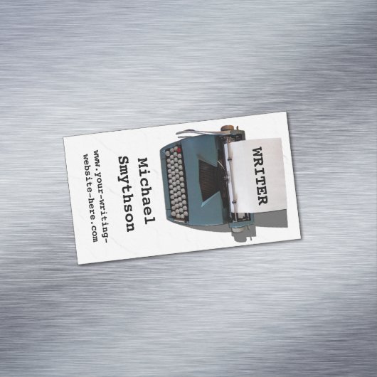 ライター作家レトロタイプライターオンホワイト紙 マグネット名刺 (インサイチュ)