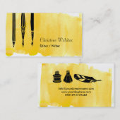 ライター作家万年筆クイルエディタイエロー 名刺 (正面/裏面)