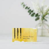 ライター作家万年筆クイルエディタイエロー 名刺 (スタンド正面)