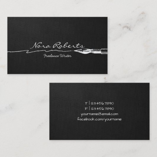 ライター作家白黒ディップペンダークリネン 名刺 (正面/裏面)