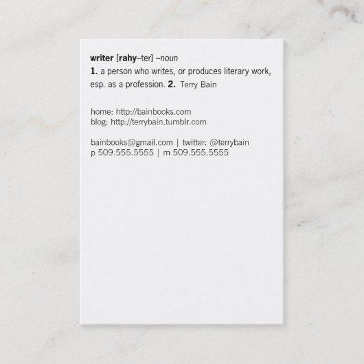 ライター定義[ユーザーとして] 名刺 (正面)