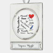 ライター、作家、およびジャーナリストのパーソナライズされた名前 シルバープレートバナーオーナメント (左)