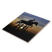 ライダーアートでジャンプするスポーツホース タイル (側面)