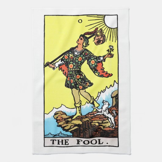 ライダーウェイテタロット専攻のアルカナザフール キッチンタオル (縦)