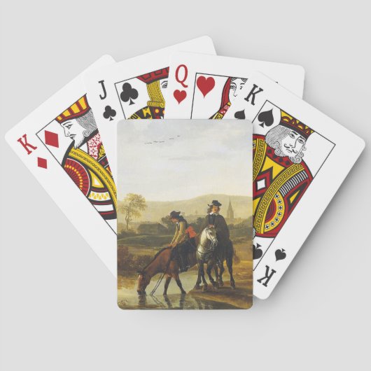 ライダー付きの川の風景Aelbert Cuyp トランプ (裏面)