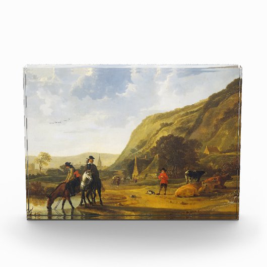 ライダー付きの川の風景Aelbert Cuyp フォトブロック (正面)