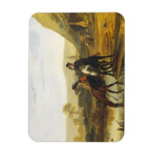 ライダー付きの川の風景Aelbert Cuyp マグネット (縦)
