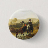 ライダー付きの川の風景Aelbert Cuyp 缶バッジ (正面)