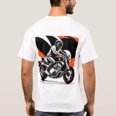 ライダー付きダイナミックバイクイラストレーション Tシャツ (裏面)