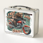 ライダー付きバイクに乗る メタルランチボックス (正面)