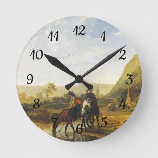 ライダー付き川の風景Aelbert Cuyp Round C ラウンド壁時計 (正面)