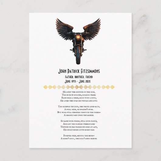 ライダー記念詩 ポストカード (正面)