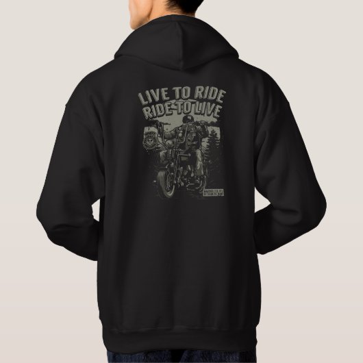 ライダー魂 Live to Ride, Ride to Live バイク パーカ (裏面)