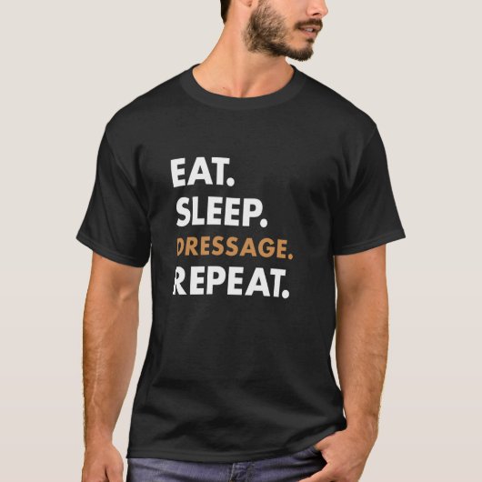 ライダー 食べる 眠る 馬術 Tシャツ (正面)