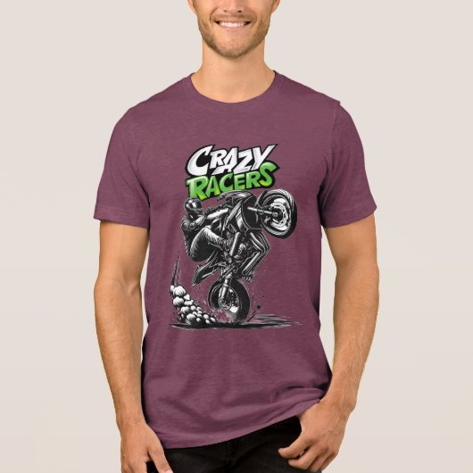 ライダーmans tシャツモトバイクもしくは自転車に乗る人ライフスタイル トライブレンドＴシャツ (正面)