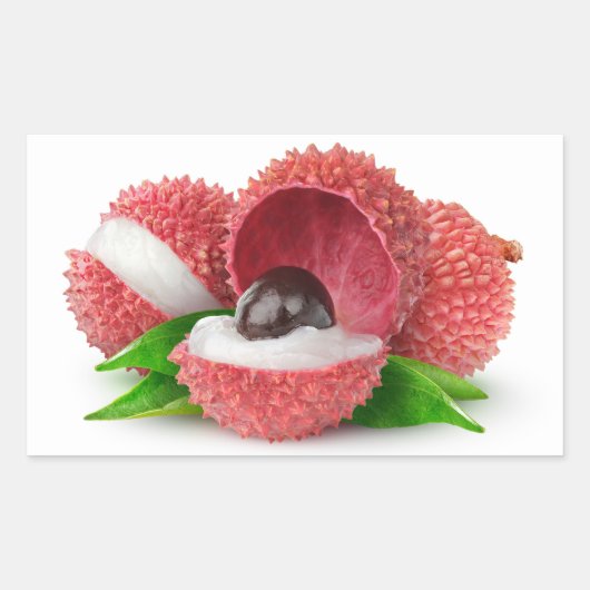 ライチの果実を切る 長方形シール (正面)