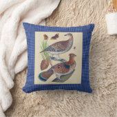 ライチョウおよびギンガムの自然史の枕16x16 クッション (ブランケット)