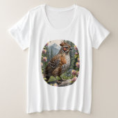 ライチョウとヤマツツジの花 Tシャツ (デザイン正面)