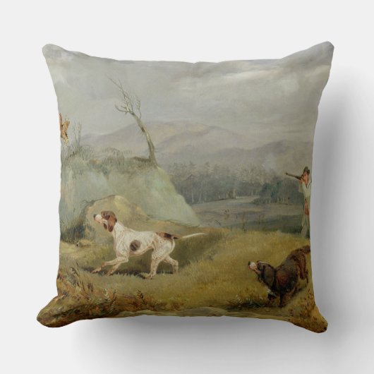 ライチョウの射撃、発砲(キャンバスの油) クッション (正面)