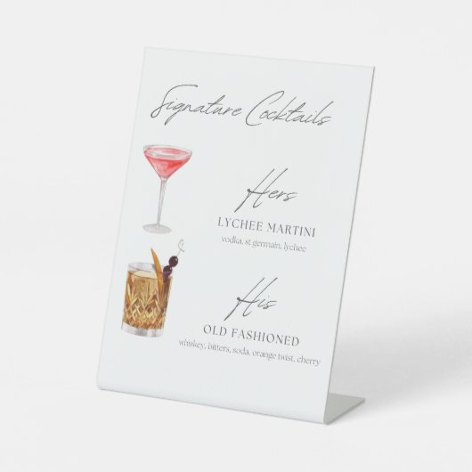 ライチーマルティーニ&オールドファッションカクテルサイン 台座サイン (正面)