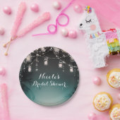 ライツきらめくパームツリーズエレガントビーチ結婚式 ペーパープレート (パーティー)