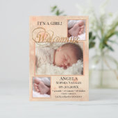 ライツきらめくベビーガール出生届カード サンキューカード (スタンド正面)