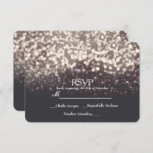 ライツきらめくロマンチックなグレーモダンウェディングRSVP 出欠カード (正面/裏面)