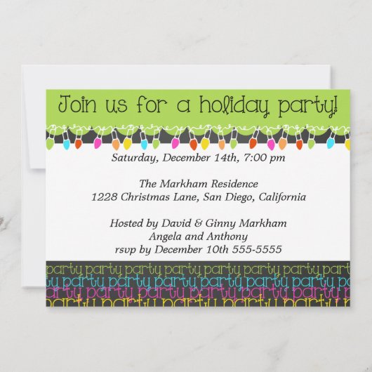ライツカメラアクションホリデーパーティフォト招待状 招待状 (裏面)
