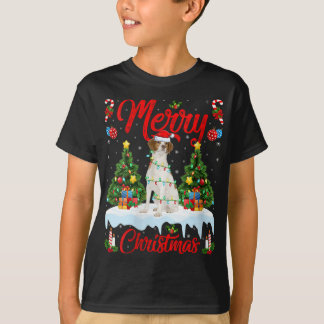 ライツクリスマスツリーサンタブリタニースパニエル犬ドッグキリスト Tシャツ