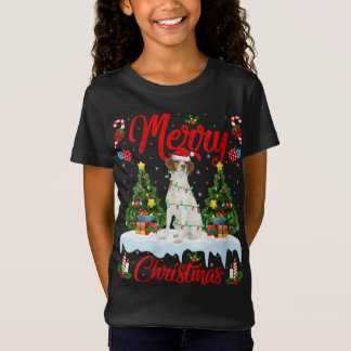 ライツクリスマスツリーサンタブリタニースパニエル犬ドッグキリスト Tシャツ