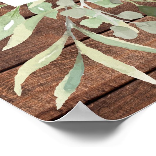 ライツグリーン素朴リーブライダルシャワーウェルカムサイン ポスター (角)