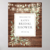 ライツグリーン素朴リーブライダルシャワーウェルカムサイン ポスター (正面)