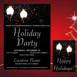 ライツスノーシルバーブラック企業のホリデーパーティー 招待状