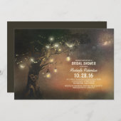 ライツツリー&メイソンジャース素朴ブライダルシャワー 招待状 (正面/裏面)