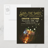 ライツメイソンの瓶ラスティックロマンチックな日付を保存 案内ポストカード (正面/裏面)