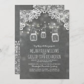 ライツメイソンエレガントジャース素朴レース結婚ズ 招待状 (正面/裏面)