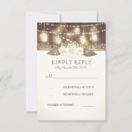 ライツメイソンジャースウッド素朴バーンウェディングRSVP 出欠カード