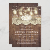 ライツメイソンジャースレースウッド素朴ブライダルシャワー 招待状 (正面/裏面)